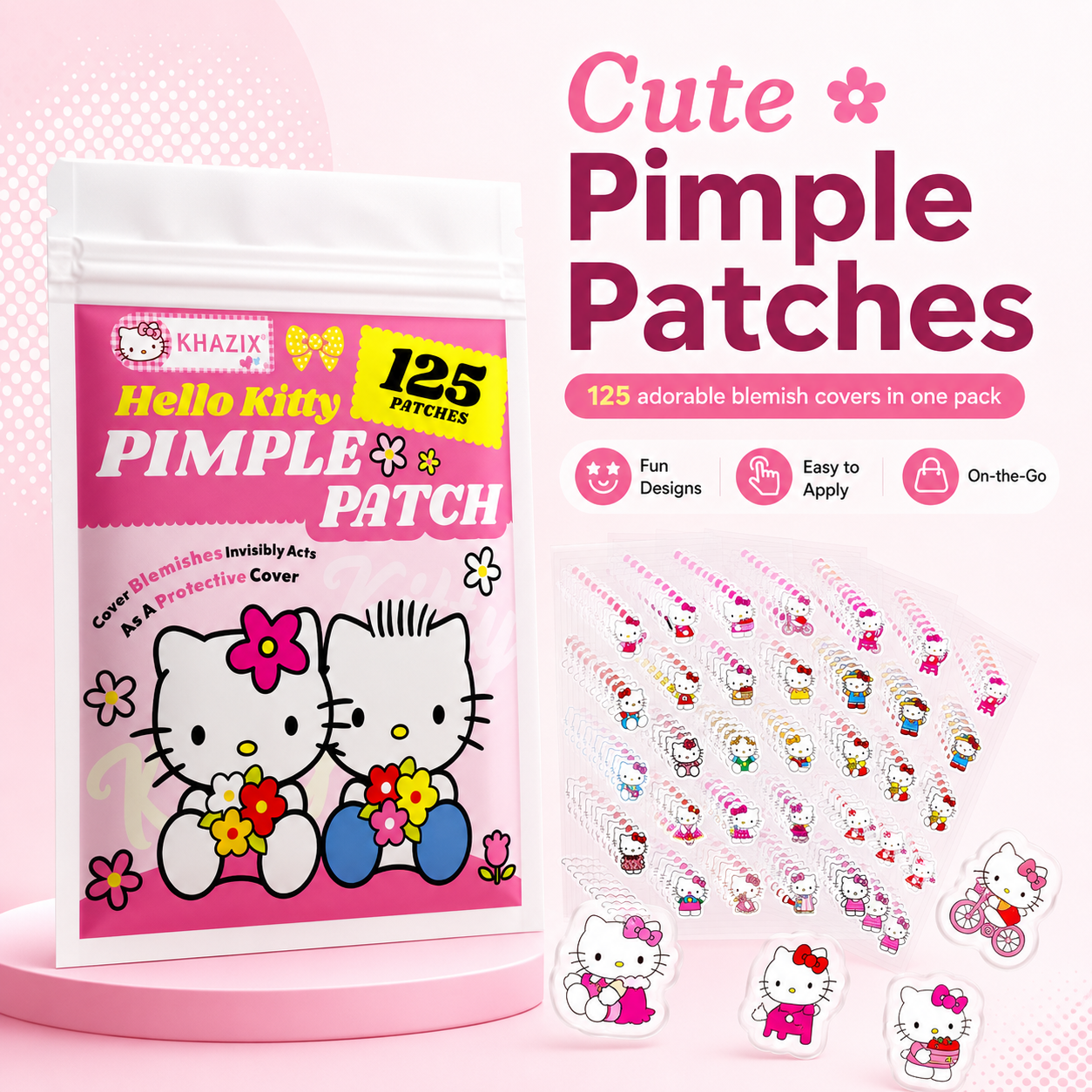Hydrocolloid Acne Patch - 125PCS Sanrio Hello Kitty Acne Patch,