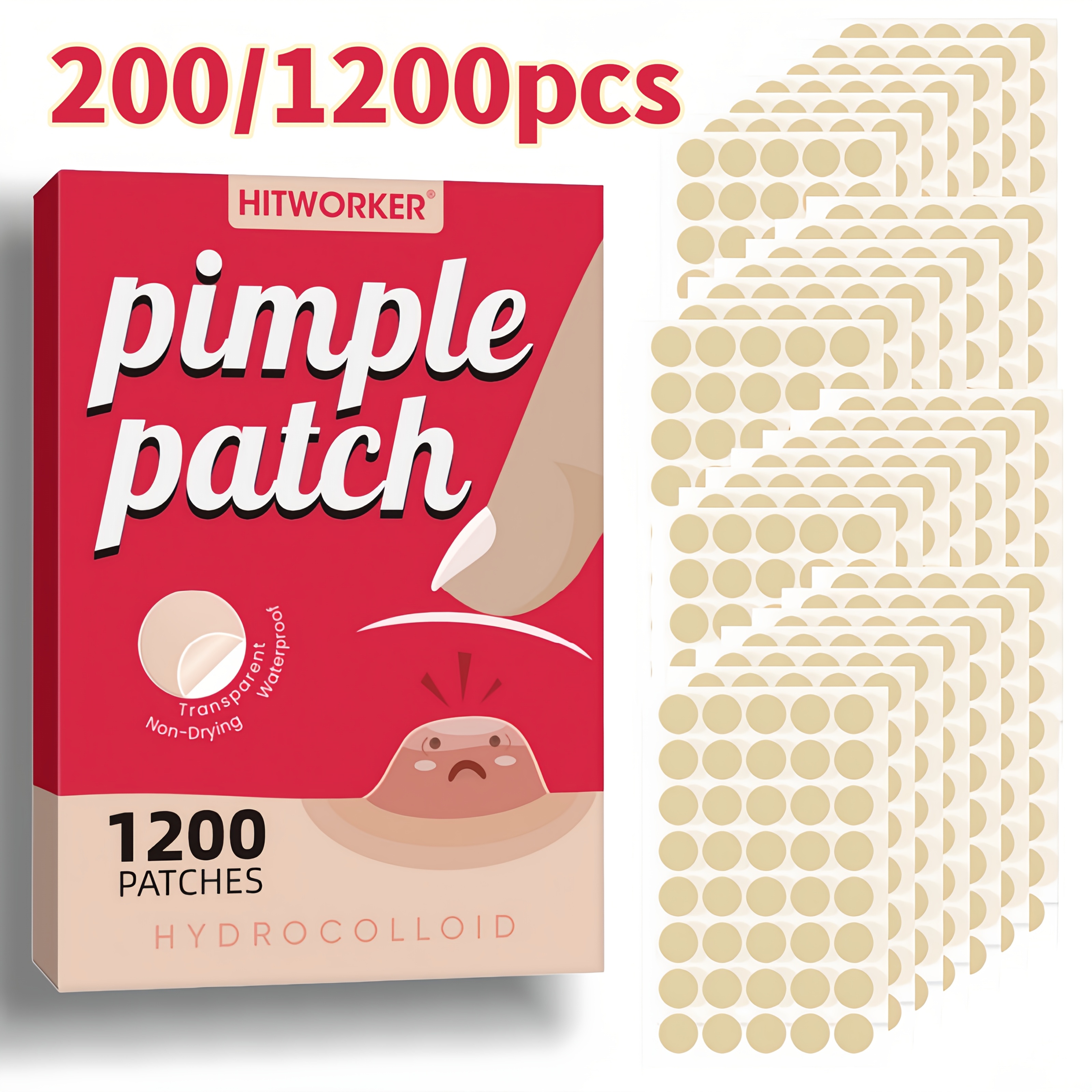 Hydrocolloid Acne Patch - 200/1200pcs Invisible Acne Patches Removal Pimple