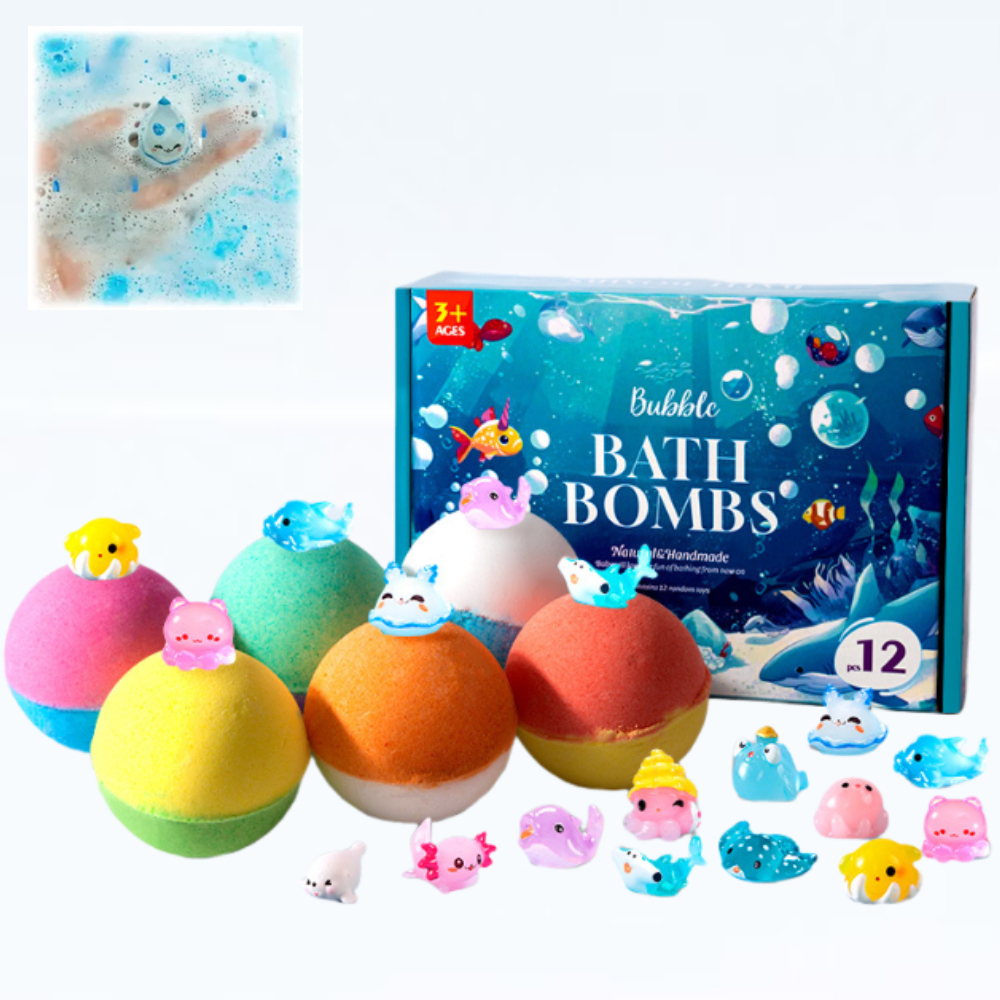 Skincare Natur E - 12Pcs Natural Kids Bath Bombs Fizzy