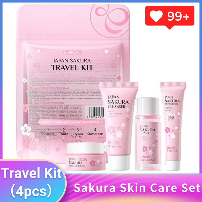 Skincare Routine - Sakura Skin Care Set facial Cleanser,Serum,Toner,Sunscreen,facial