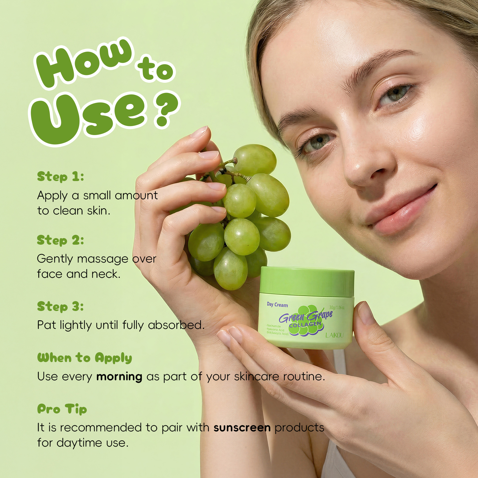 LAIKOU Green Grape Collagen Da - đánh giá và giá Ceramide Moisturizer