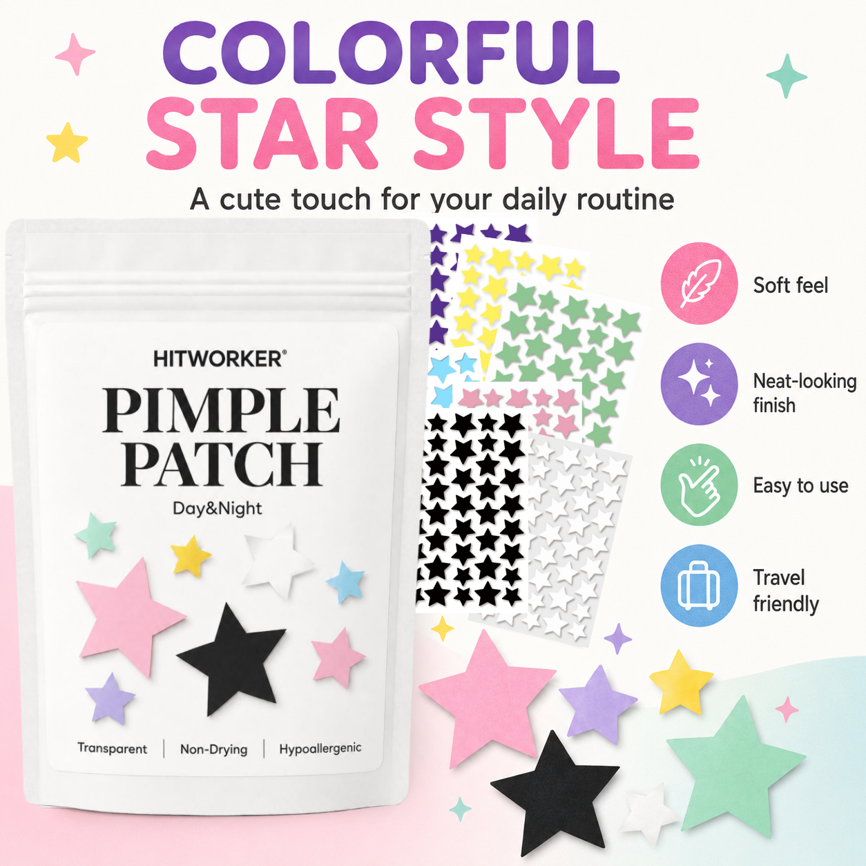 280Pcs Rainbow Colorful Star A - đánh giá và giá Hydrocolloid Acne Patch
