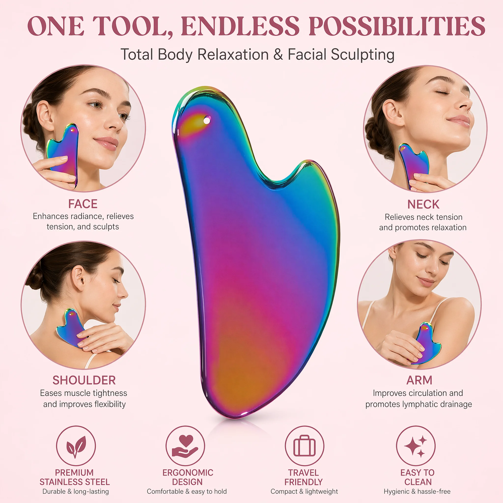 1Pcs Stainless Steel Gua Sha B - đánh giá và giá Skincare Routine