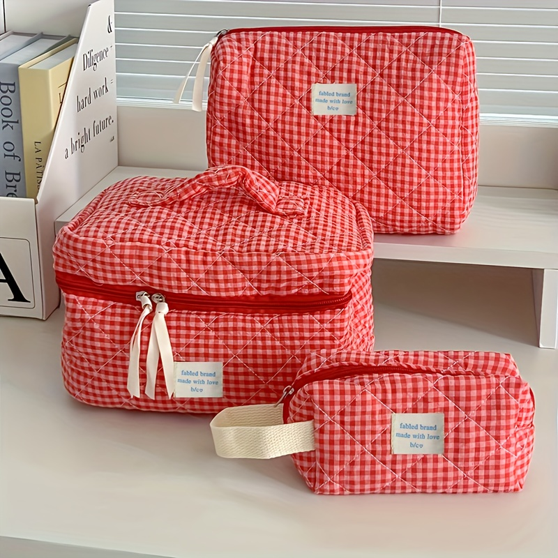 Plaid Makeup Bag Large Capacit - đánh giá và giá Skincare D'Alba