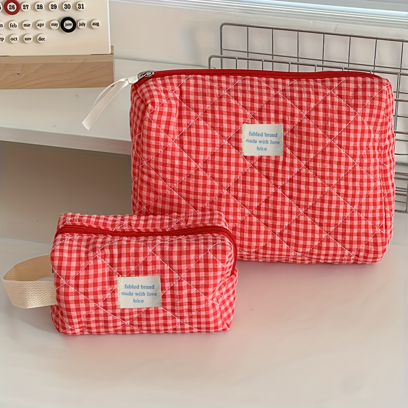 Plaid Makeup Bag Large Capacit - đánh giá và giá Skincare D'Alba