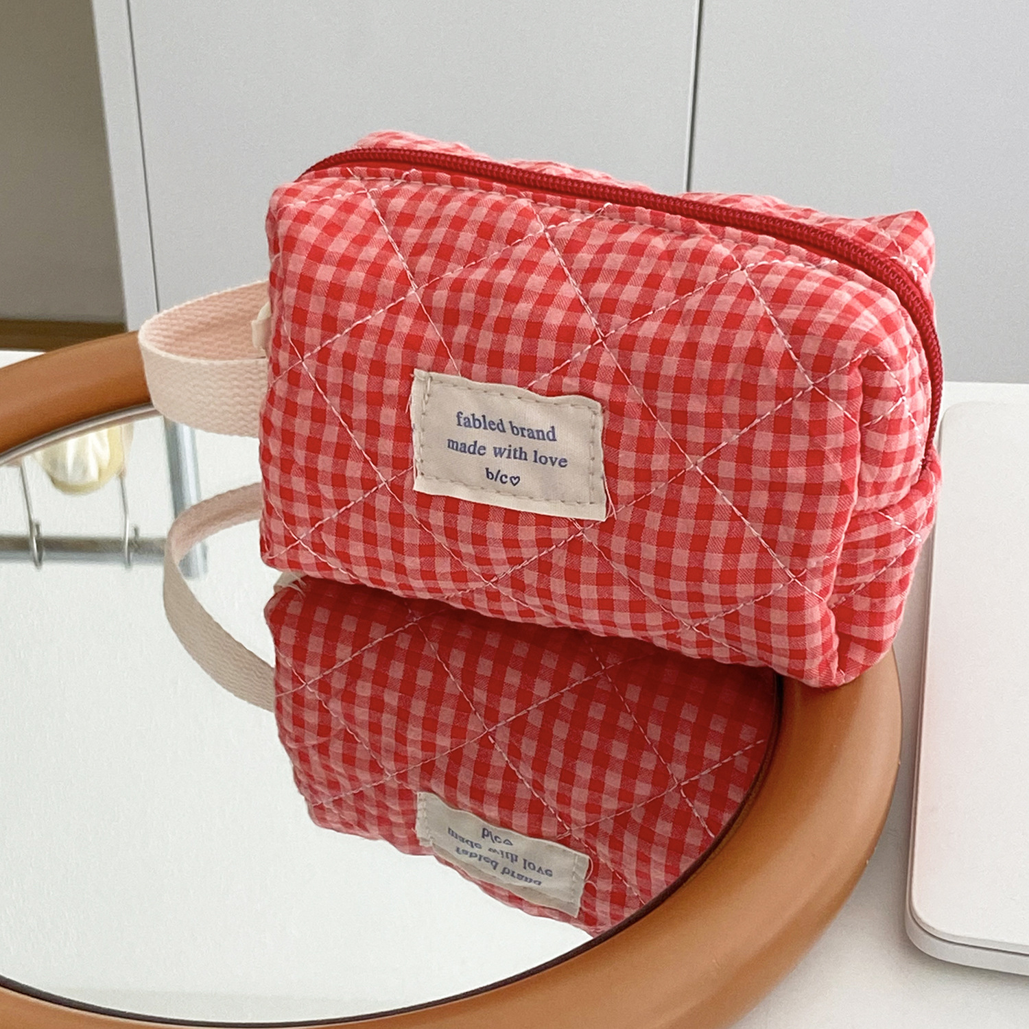 Plaid Makeup Bag Large Capacit - đánh giá và giá Skincare D'Alba