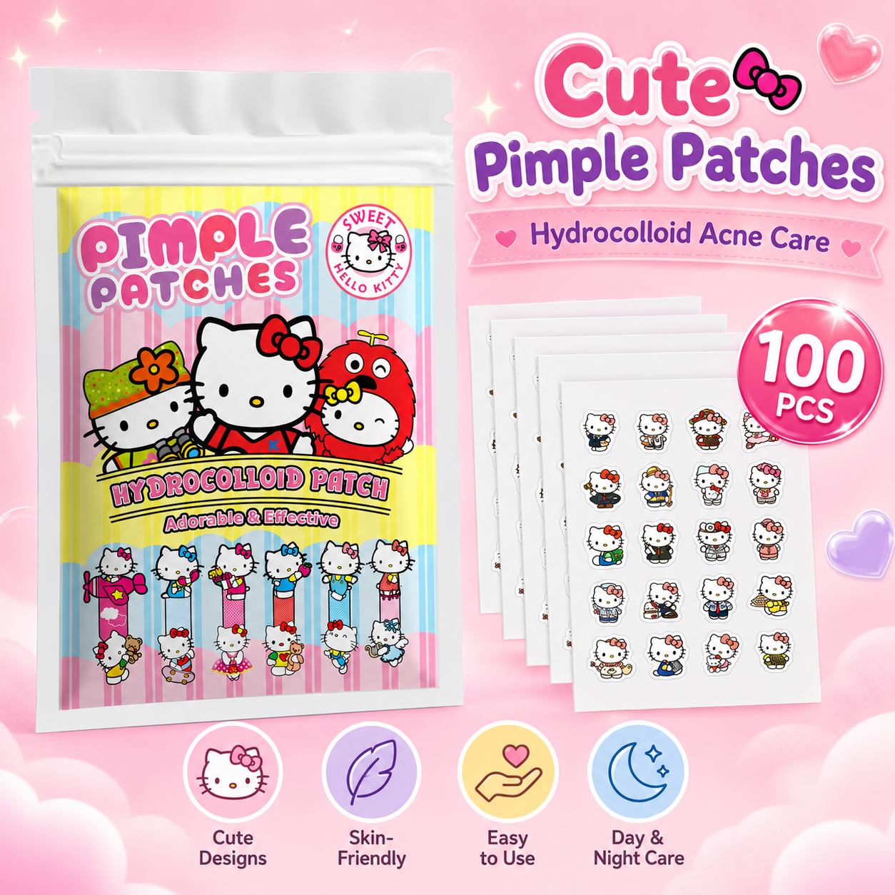 100PCS hello kitty Acne patche - đánh giá và giá Hydrocolloid Acne Patch