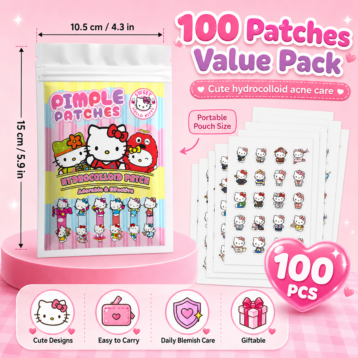 100PCS hello kitty Acne patche - đánh giá và giá Hydrocolloid Acne Patch