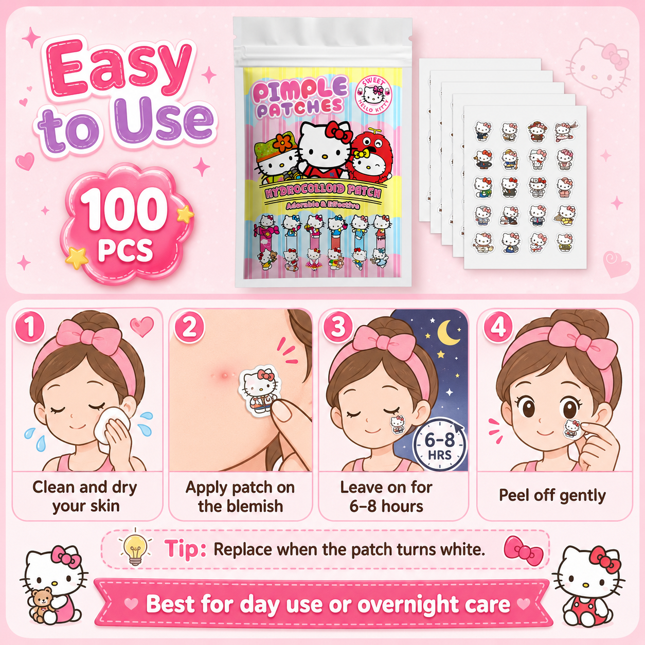 100PCS hello kitty Acne patche - đánh giá và giá Hydrocolloid Acne Patch