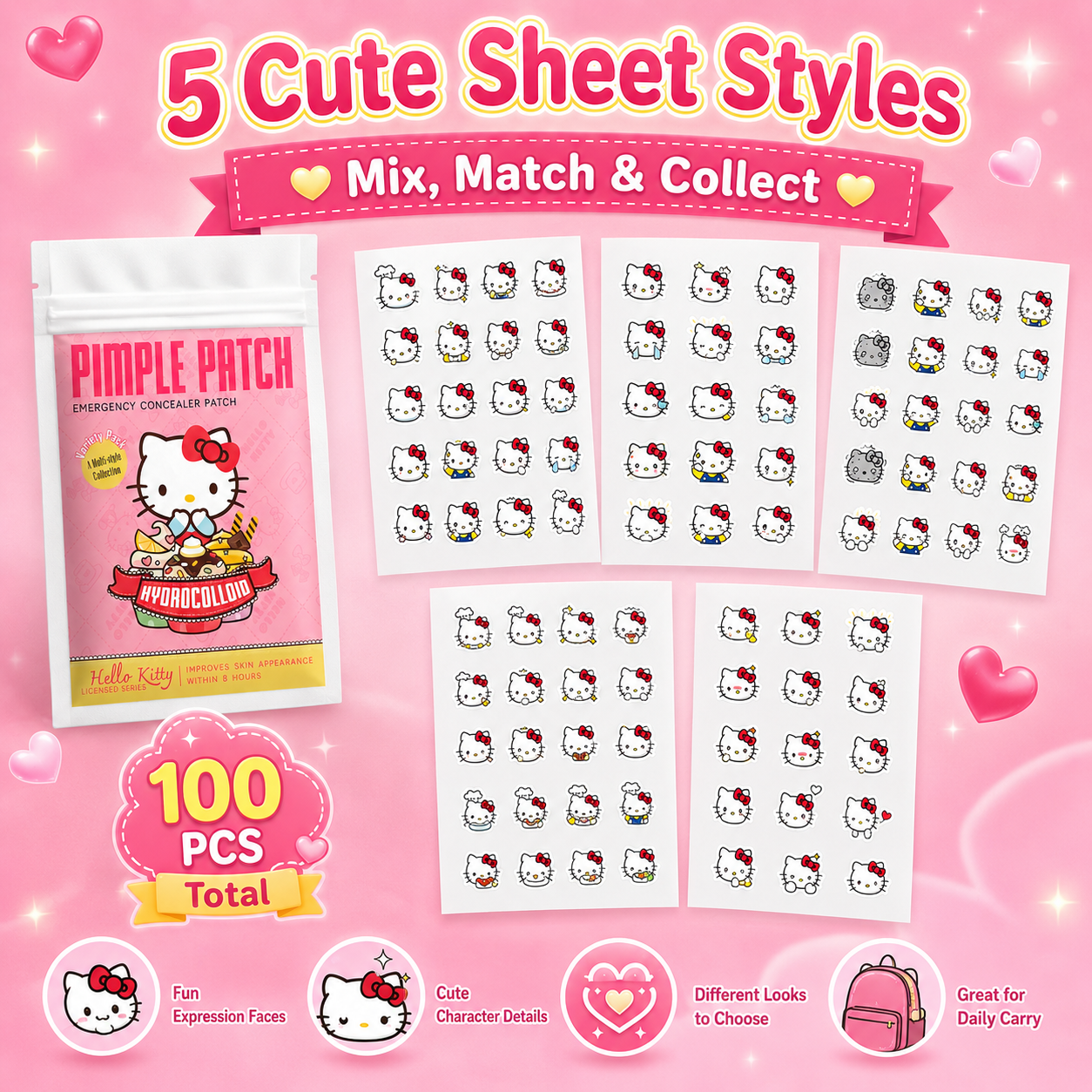 100PCS hello kitty Acne patche - đánh giá và giá Hydrocolloid Acne Patch
